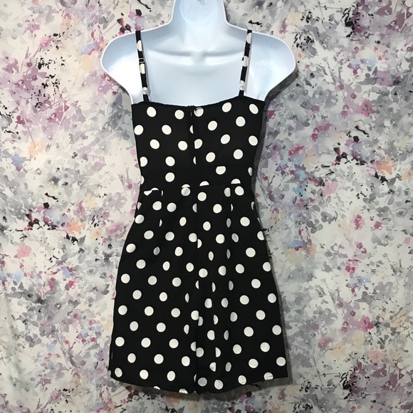 Polka Dot Tie Front Spaghetti Strap Romper - Picture 4 of 8